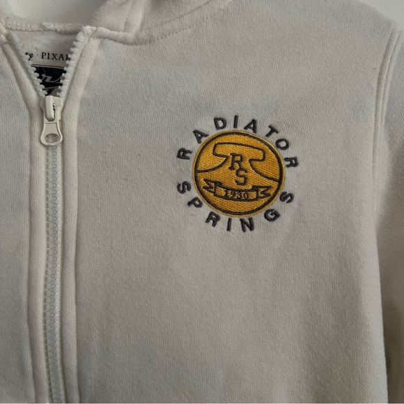Disney Car’s Radiator Springs Zip Up Hoodie Cream-Girls Size Medium - Picture 2 of 8